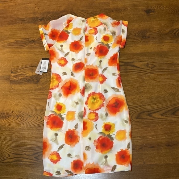 🌷 Moon🌷 NWT Orange Floral Chiffon Dress - Picture 5 of 8